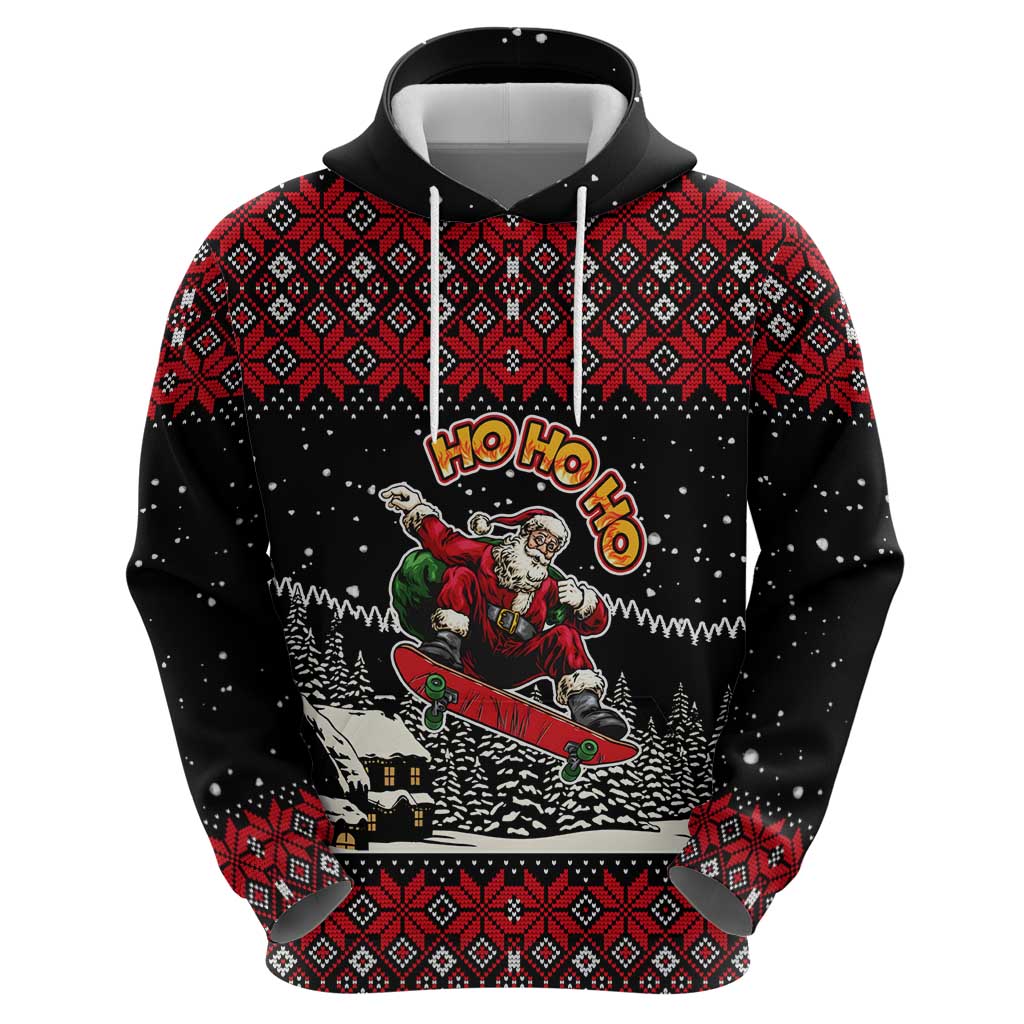 Skater Santa Claus Ho Ho Ho Christmas Zip Hoodie Xmas Holiday Patterns - Wonder Print Shop