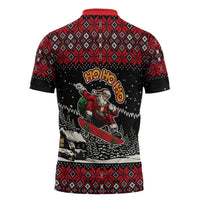 Skater Santa Claus Ho Ho Ho Christmas Zipper Polo Shirt Xmas Holiday Patterns - Wonder Print Shop