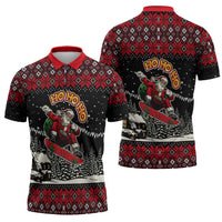 Skater Santa Claus Ho Ho Ho Christmas Zipper Polo Shirt Xmas Holiday Patterns - Wonder Print Shop
