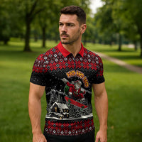 Skater Santa Claus Ho Ho Ho Christmas Zipper Polo Shirt Xmas Holiday Patterns - Wonder Print Shop