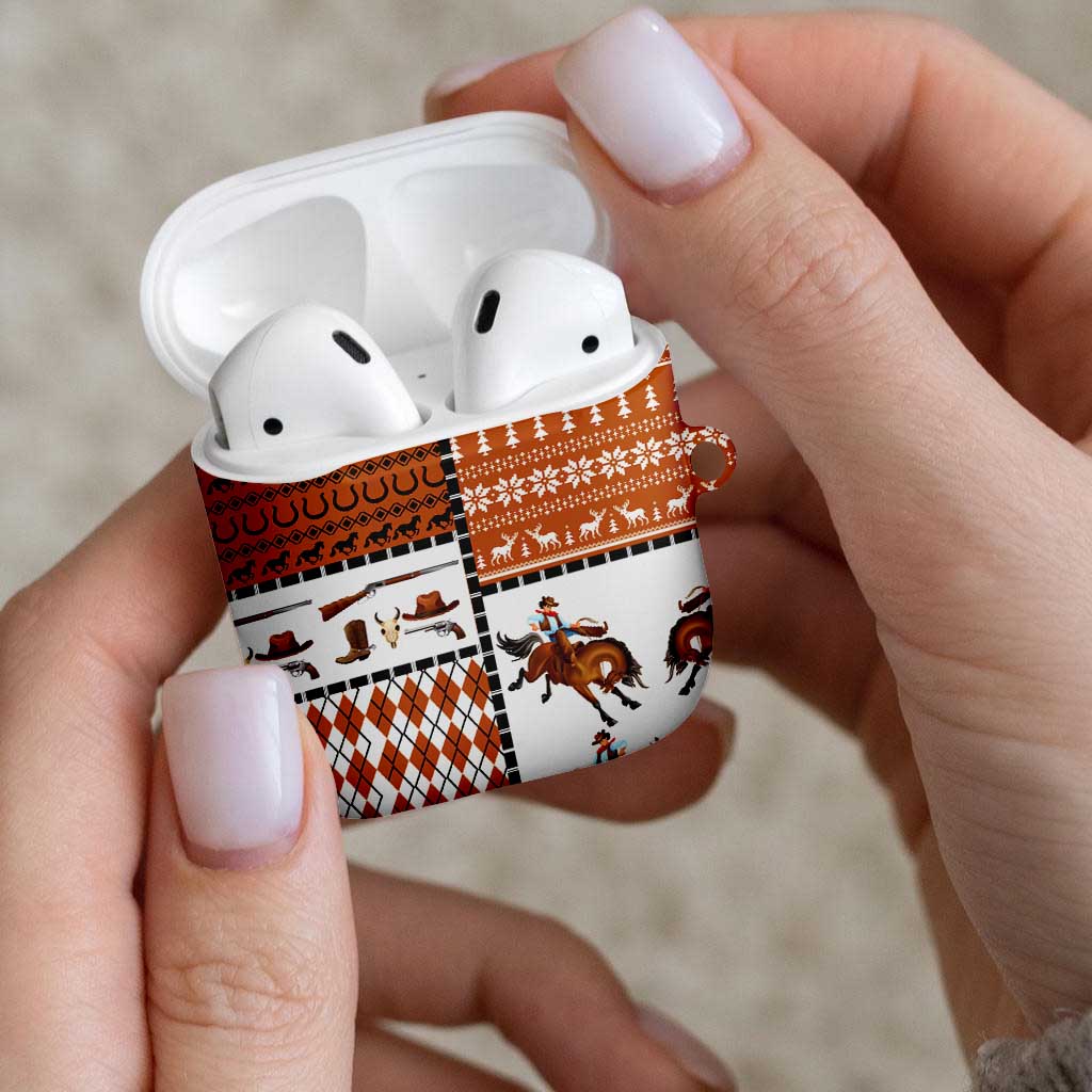 Horse Cowboy Merry Christmas Design AirPods Case Funny Xmas Holiday Patterns - Wonder Print Shop