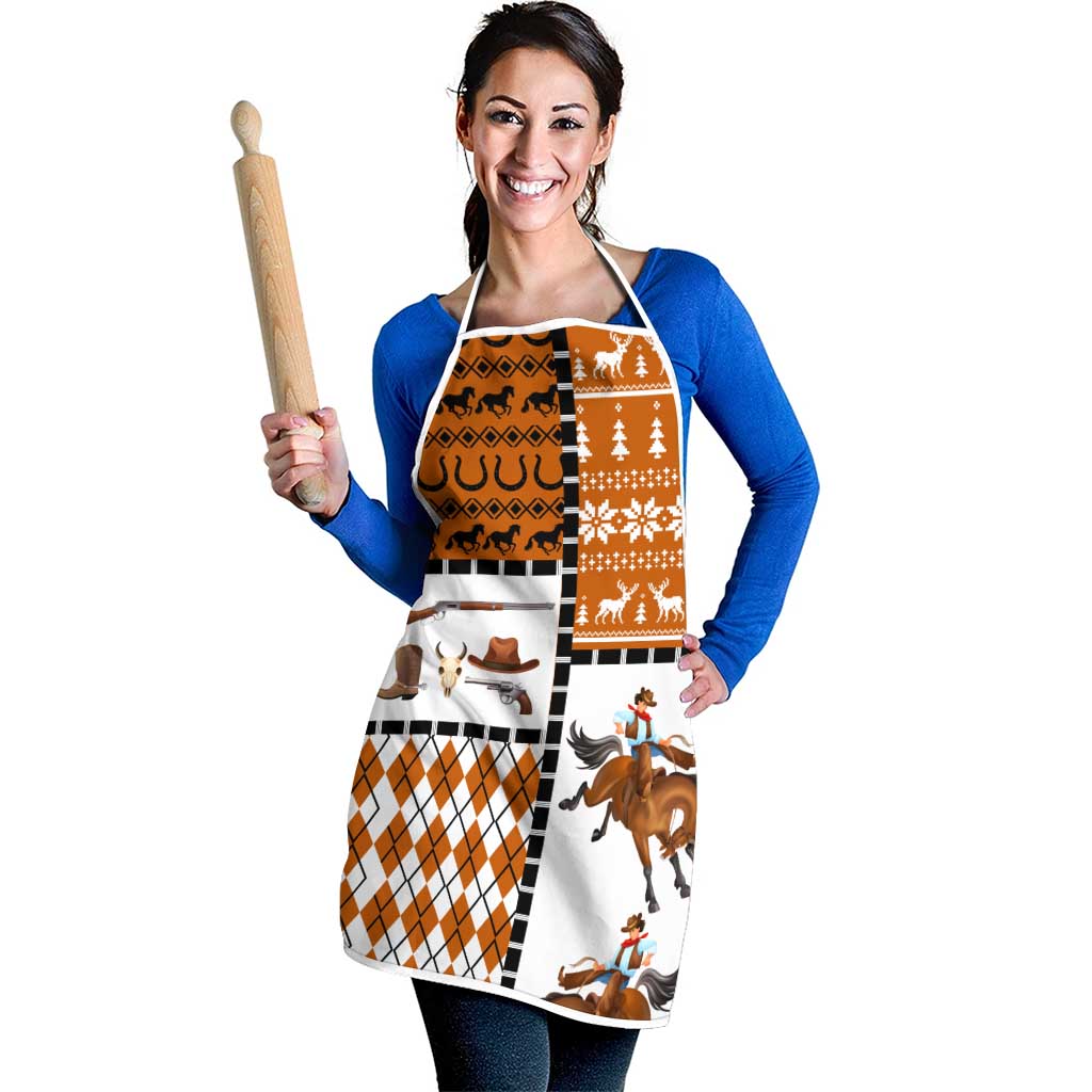 Horse Cowboy Merry Christmas Design Apron Funny Xmas Holiday Patterns - Wonder Print Shop