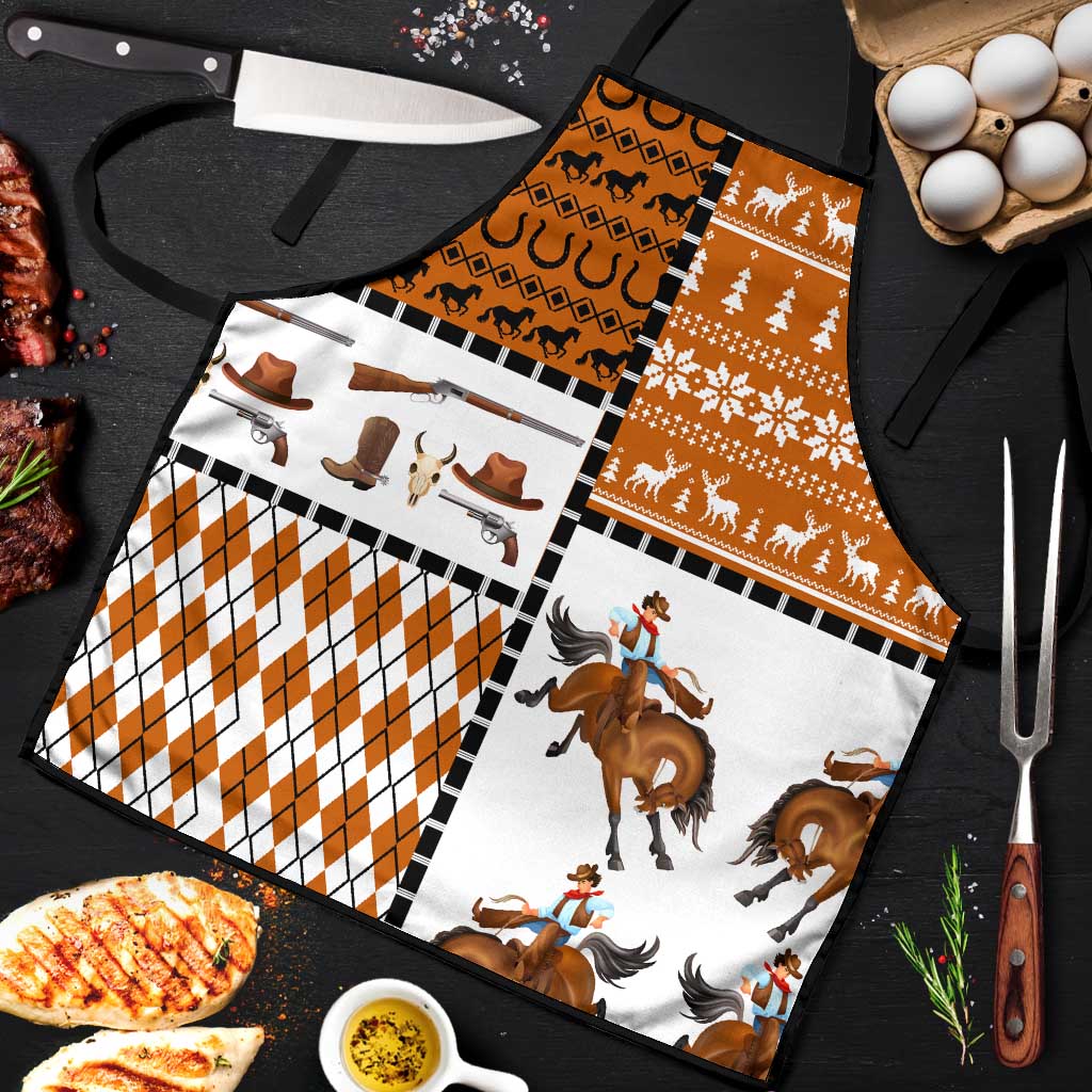 Horse Cowboy Merry Christmas Design Apron Funny Xmas Holiday Patterns - Wonder Print Shop