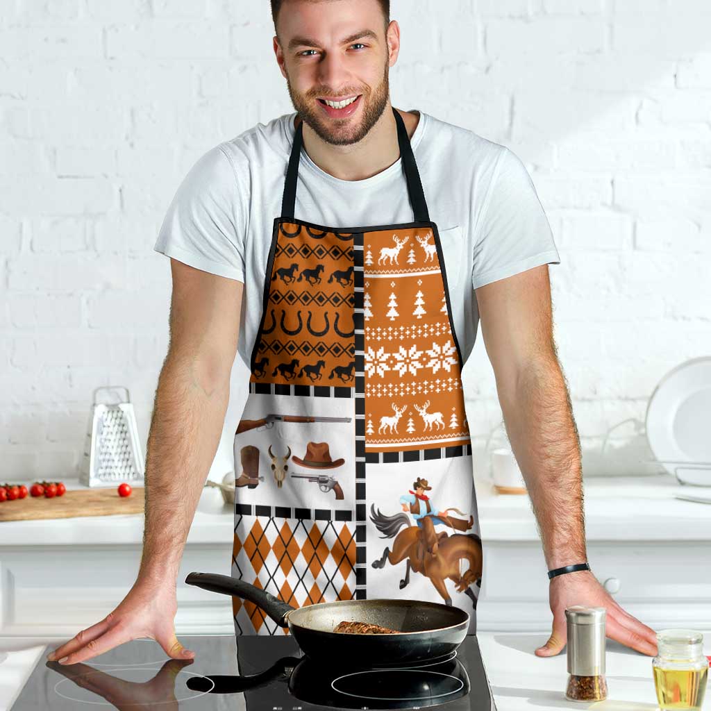 Horse Cowboy Merry Christmas Design Apron Funny Xmas Holiday Patterns - Wonder Print Shop