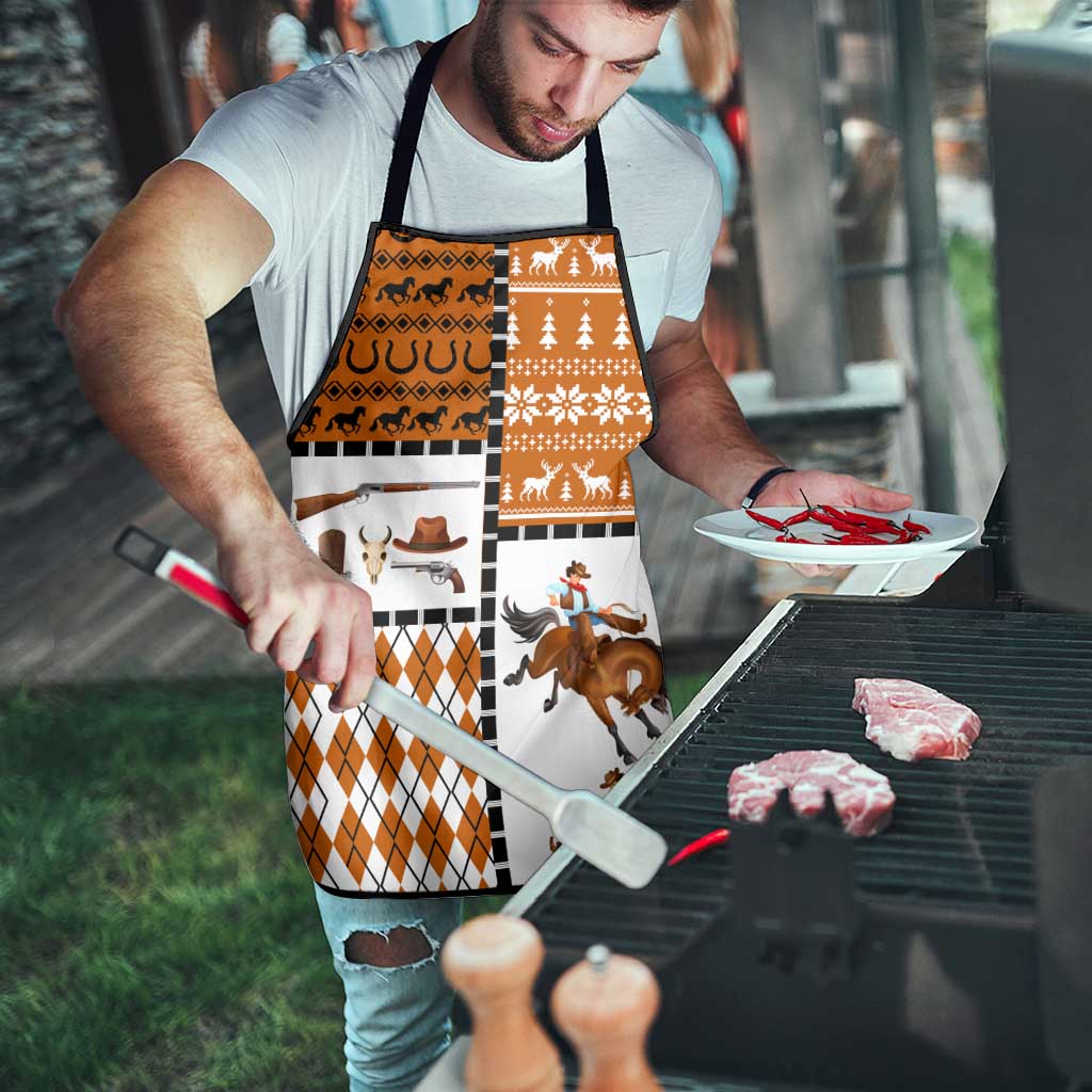 Horse Cowboy Merry Christmas Design Apron Funny Xmas Holiday Patterns - Wonder Print Shop