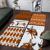 Horse Cowboy Merry Christmas Design Area Rug Funny Xmas Holiday Patterns - Wonder Print Shop