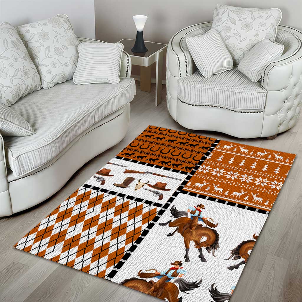 Horse Cowboy Merry Christmas Design Area Rug Funny Xmas Holiday Patterns - Wonder Print Shop