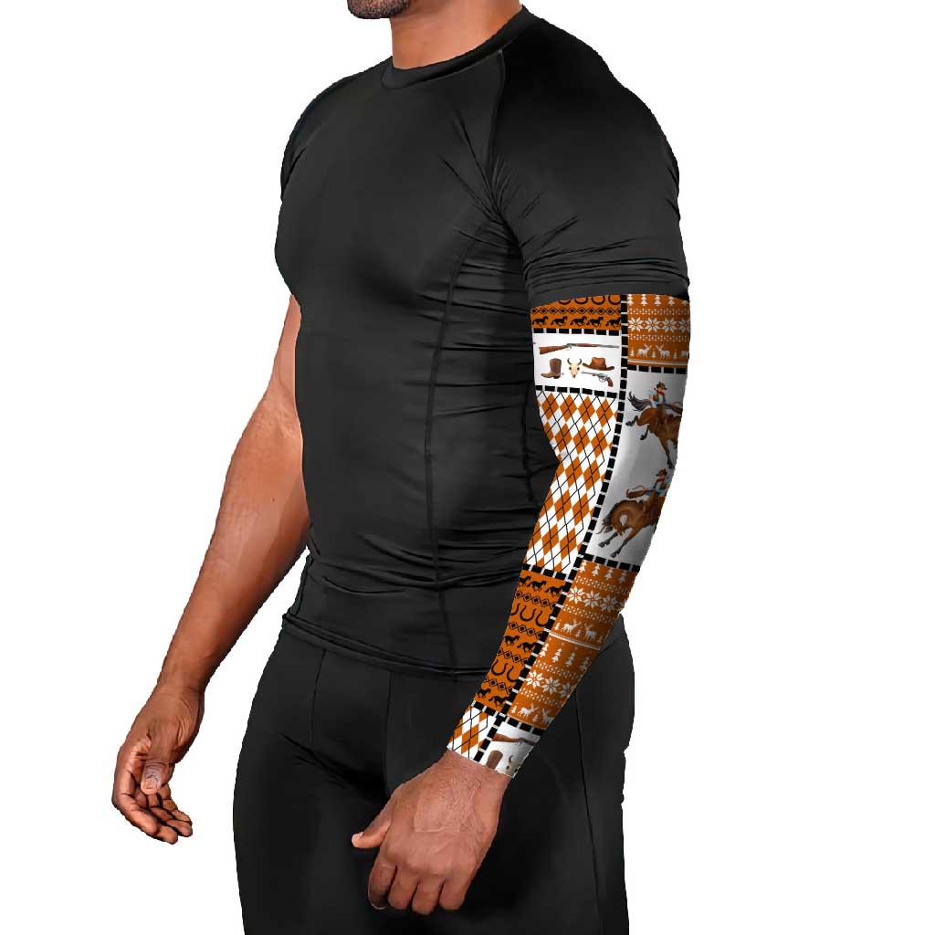 Horse Cowboy Merry Christmas Design Arm Sleeves Funny Xmas Holiday Patterns - Wonder Print Shop