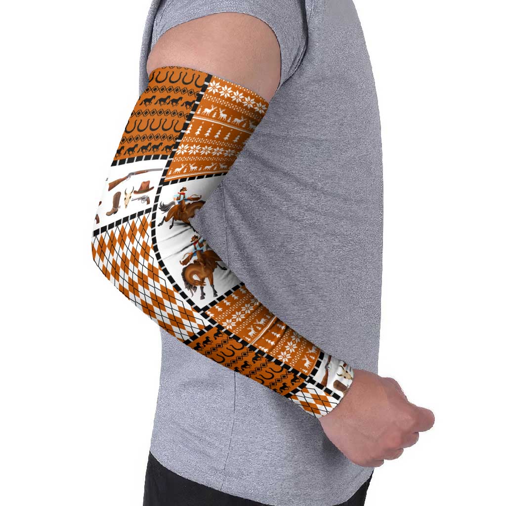 Horse Cowboy Merry Christmas Design Arm Sleeves Funny Xmas Holiday Patterns - Wonder Print Shop