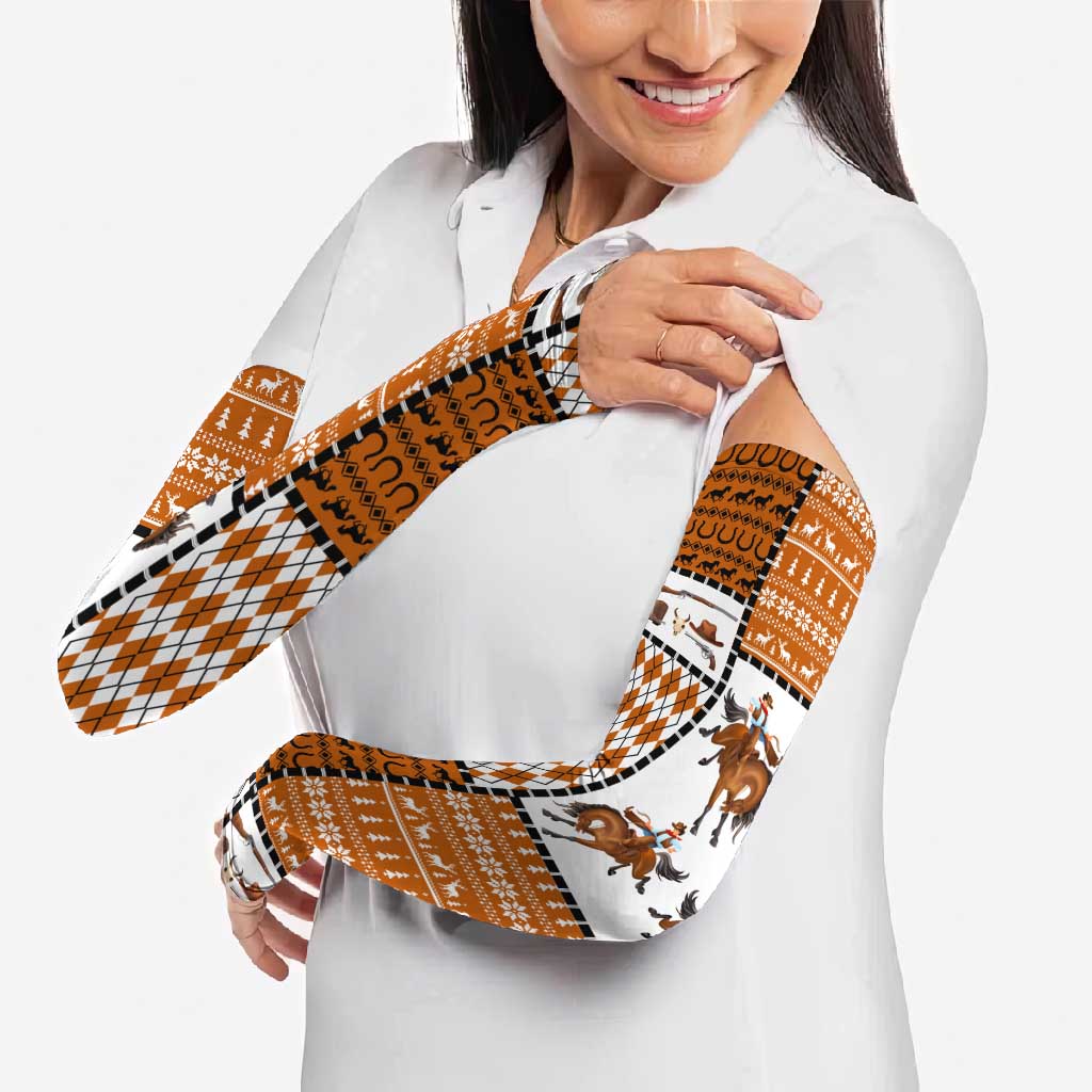 Horse Cowboy Merry Christmas Design Arm Sleeves Funny Xmas Holiday Patterns - Wonder Print Shop