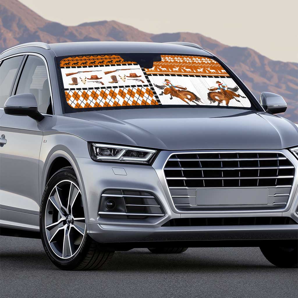 Horse Cowboy Merry Christmas Design Auto Sun Shade Funny Xmas Holiday Patterns - Wonder Print Shop