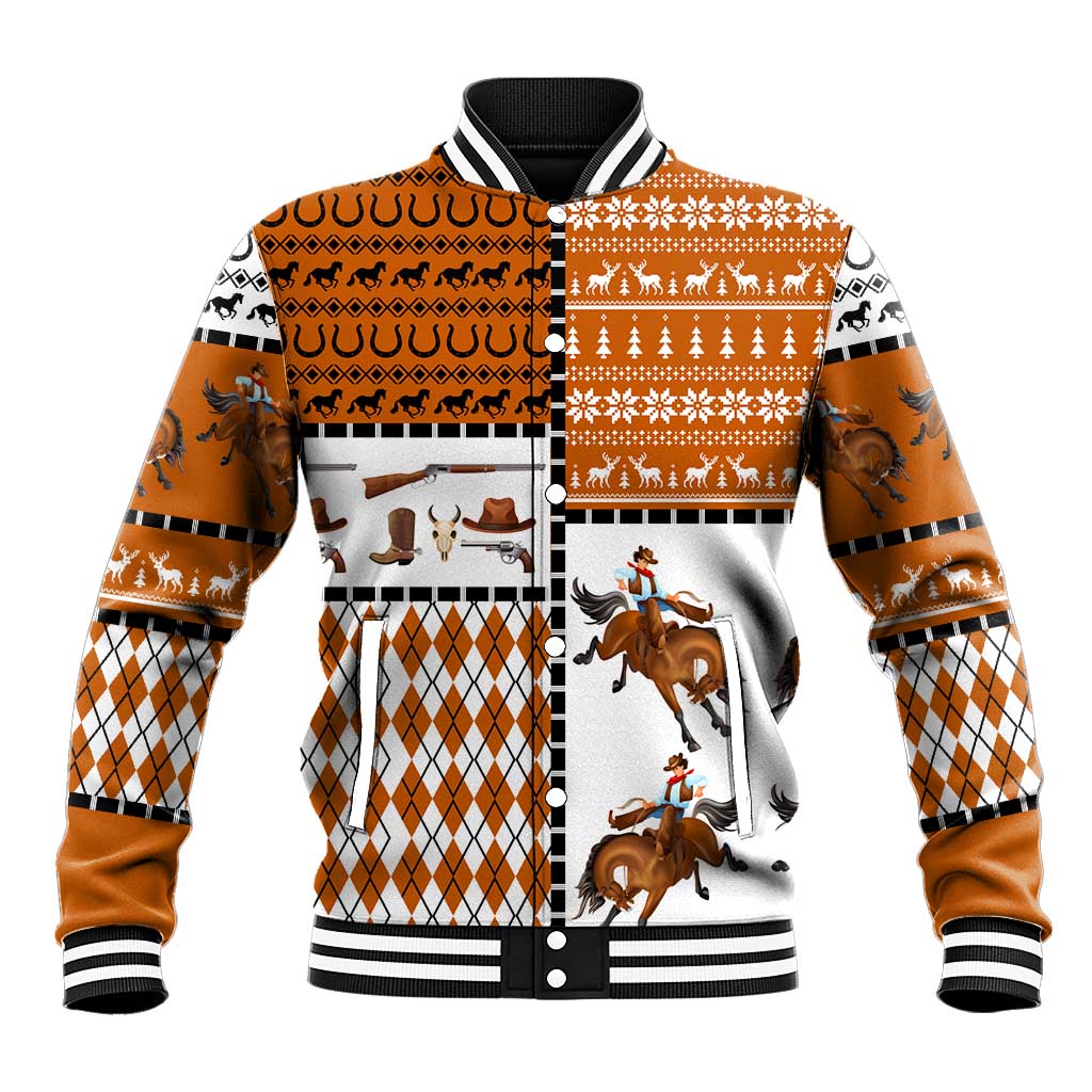 Horse Cowboy Merry Christmas Design Baseball Jacket Funny Xmas Holiday Patterns - Wonder Print Shop