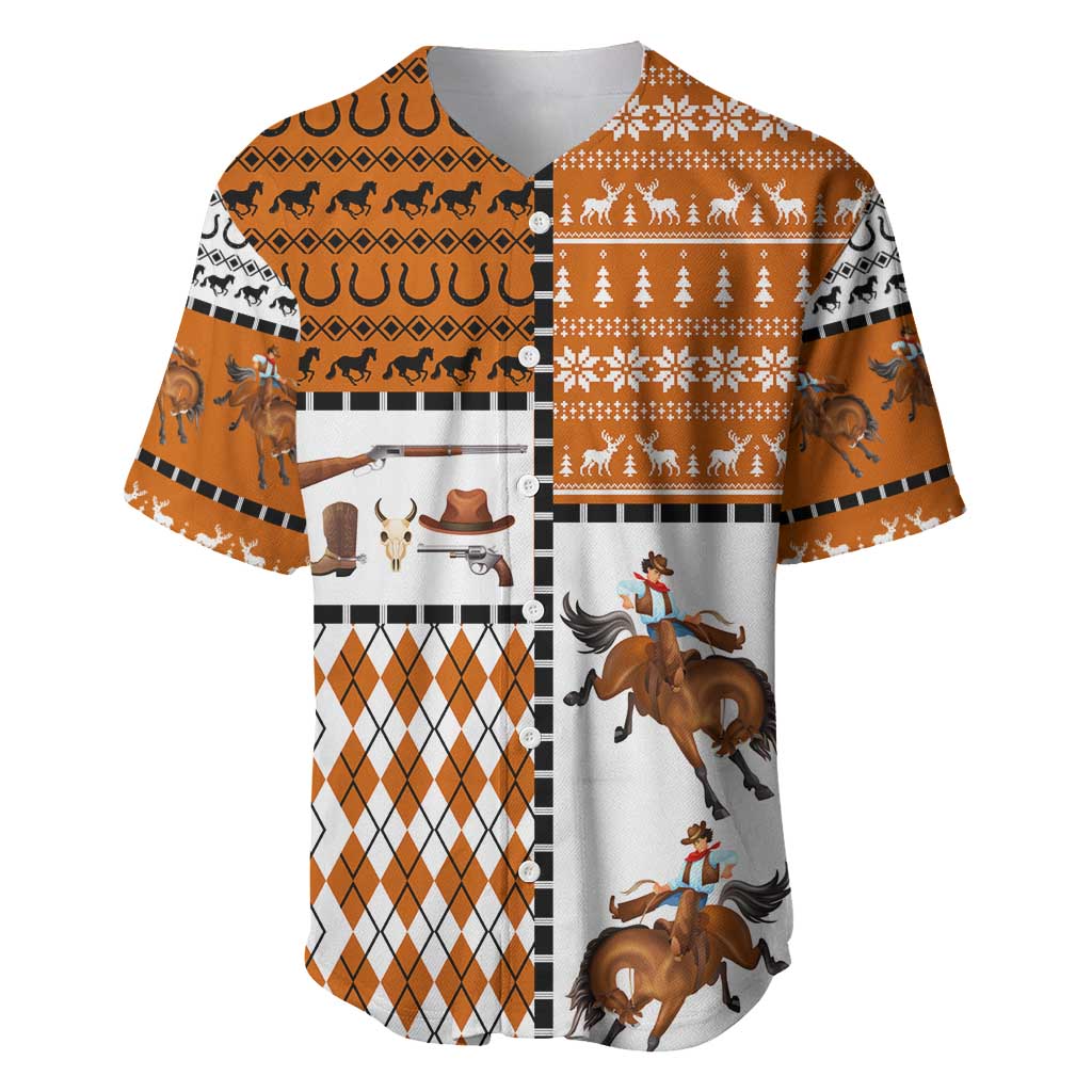 Horse Cowboy Merry Christmas Design Baseball Jersey Funny Xmas Holiday Patterns - Wonder Print Shop