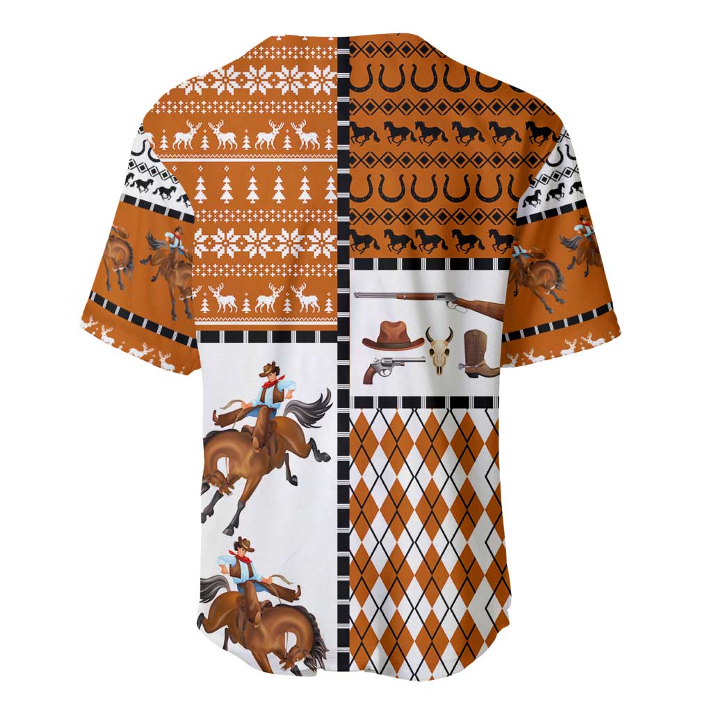 Horse Cowboy Merry Christmas Design Baseball Jersey Funny Xmas Holiday Patterns - Wonder Print Shop