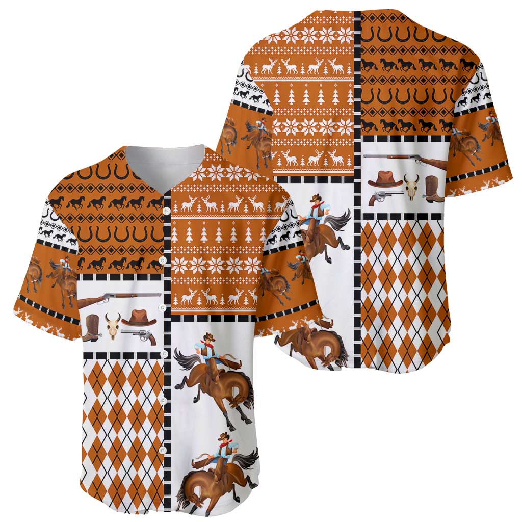 Horse Cowboy Merry Christmas Design Baseball Jersey Funny Xmas Holiday Patterns - Wonder Print Shop