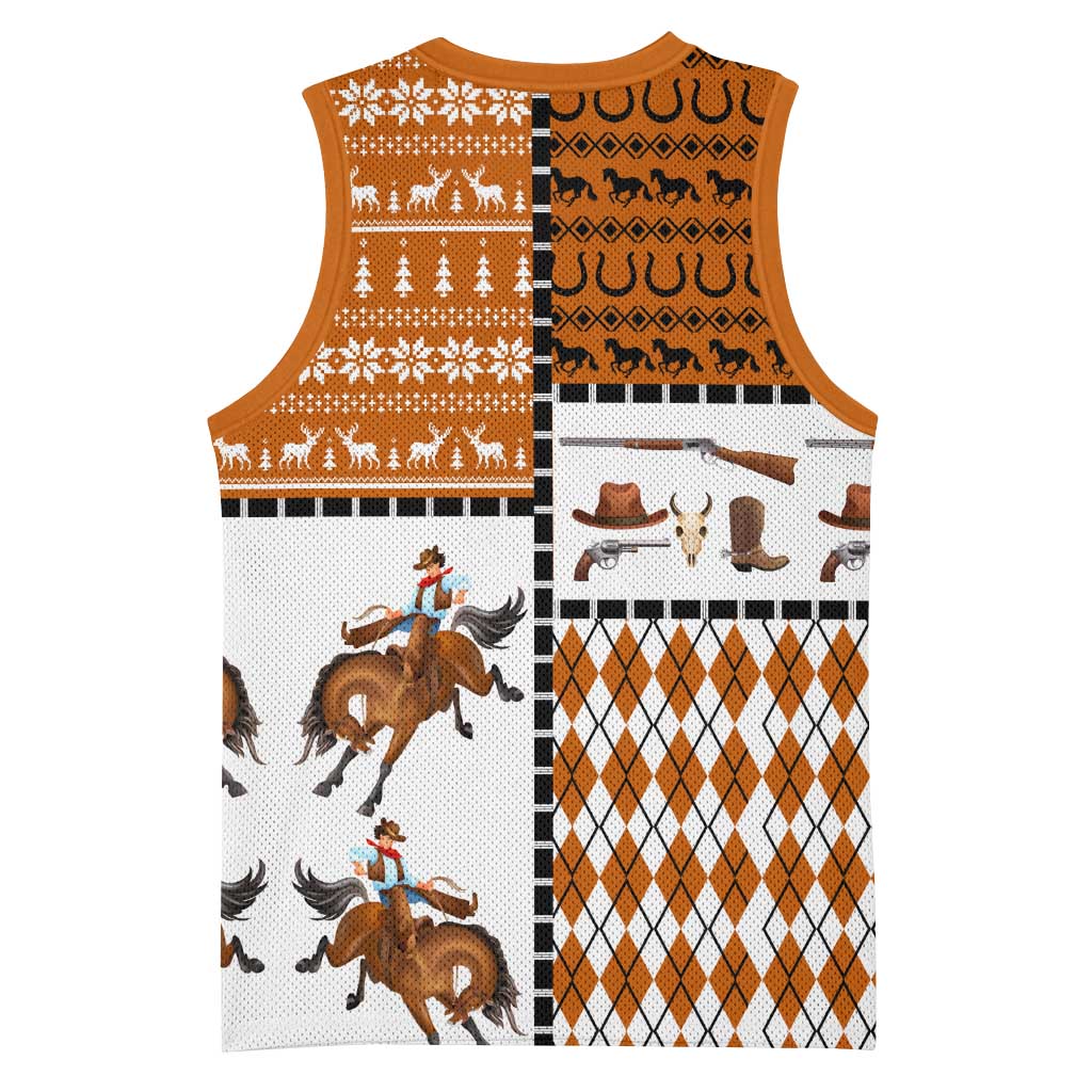 Horse Cowboy Merry Christmas Design Basketball Jersey Funny Xmas Holiday Patterns - Wonder Print Shop