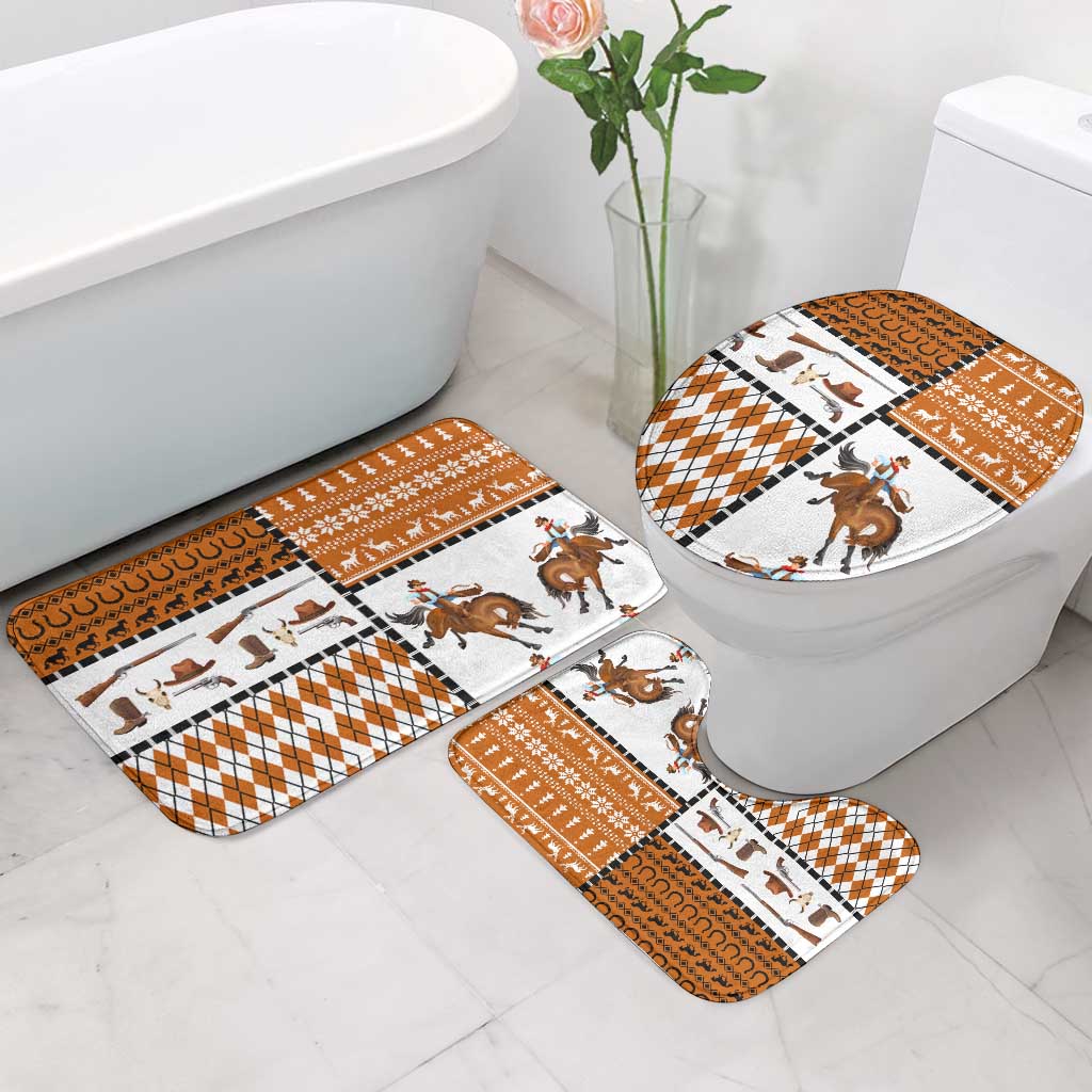 Horse Cowboy Merry Christmas Design Bathroom Set Funny Xmas Holiday Patterns - Wonder Print Shop