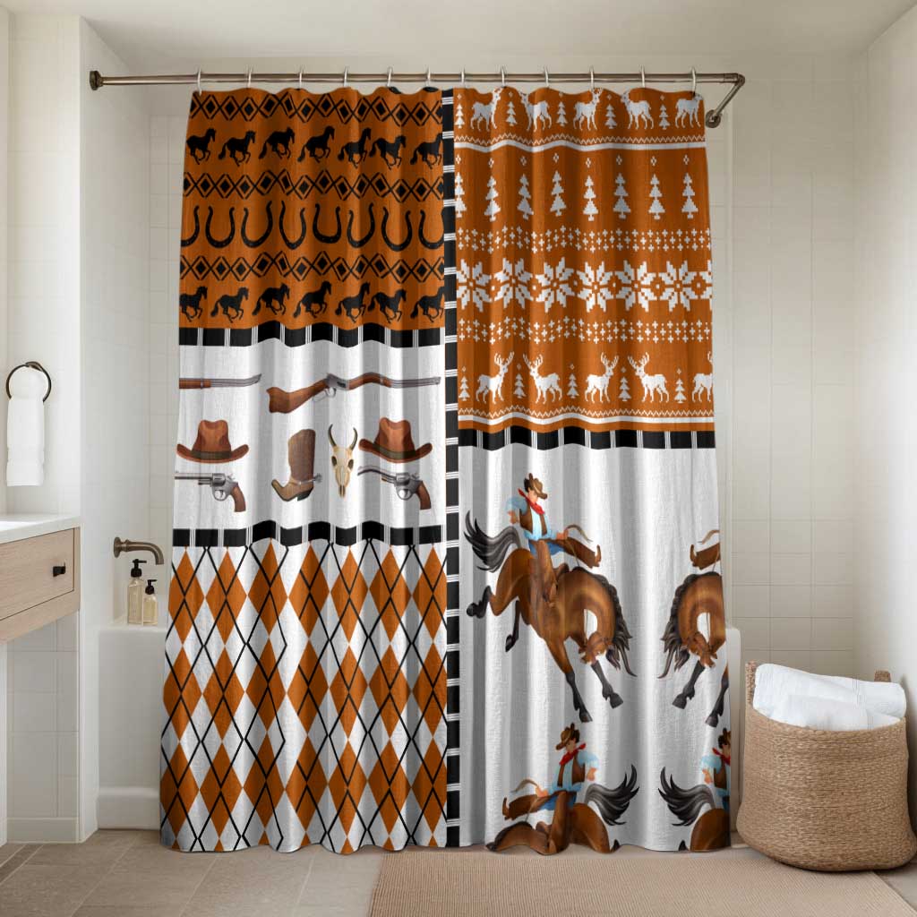 Horse Cowboy Merry Christmas Design Bathroom Set Funny Xmas Holiday Patterns - Wonder Print Shop