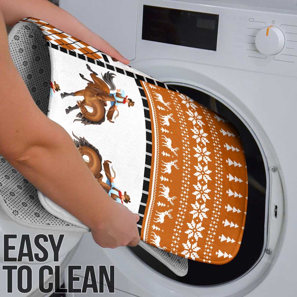 Horse Cowboy Merry Christmas Design Bathroom Set Funny Xmas Holiday Patterns - Wonder Print Shop