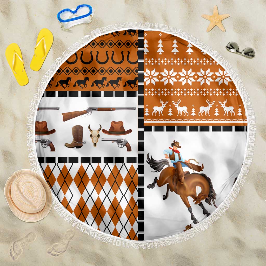 Horse Cowboy Merry Christmas Design Beach Blanket Funny Xmas Holiday Patterns - Wonder Print Shop