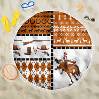 Horse Cowboy Merry Christmas Design Beach Blanket Funny Xmas Holiday Patterns - Wonder Print Shop