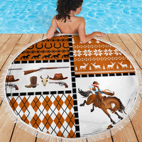 Horse Cowboy Merry Christmas Design Beach Blanket Funny Xmas Holiday Patterns - Wonder Print Shop