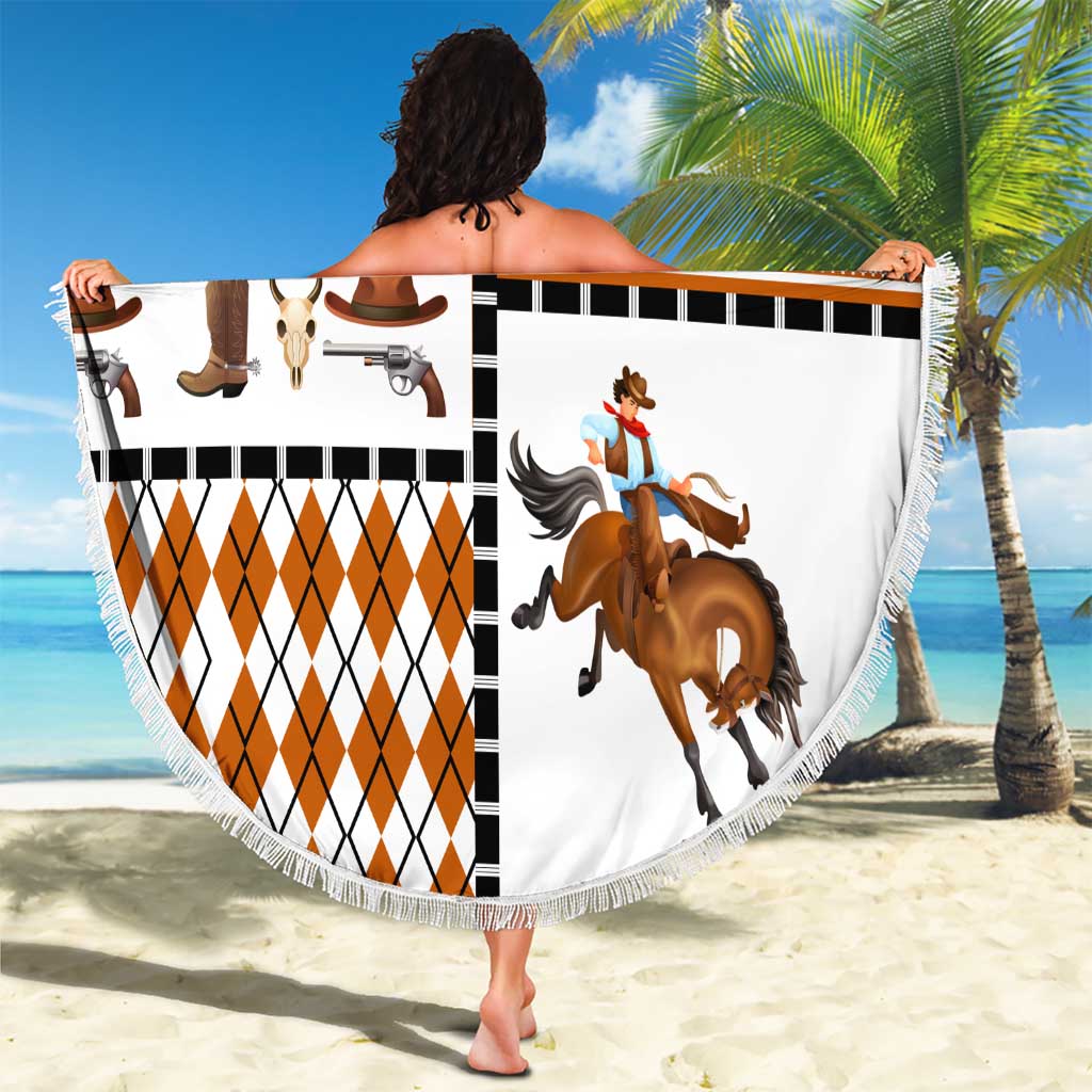 Horse Cowboy Merry Christmas Design Beach Blanket Funny Xmas Holiday Patterns - Wonder Print Shop