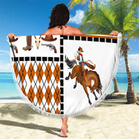 Horse Cowboy Merry Christmas Design Beach Blanket Funny Xmas Holiday Patterns - Wonder Print Shop