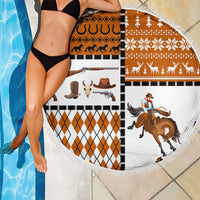 Horse Cowboy Merry Christmas Design Beach Blanket Funny Xmas Holiday Patterns - Wonder Print Shop