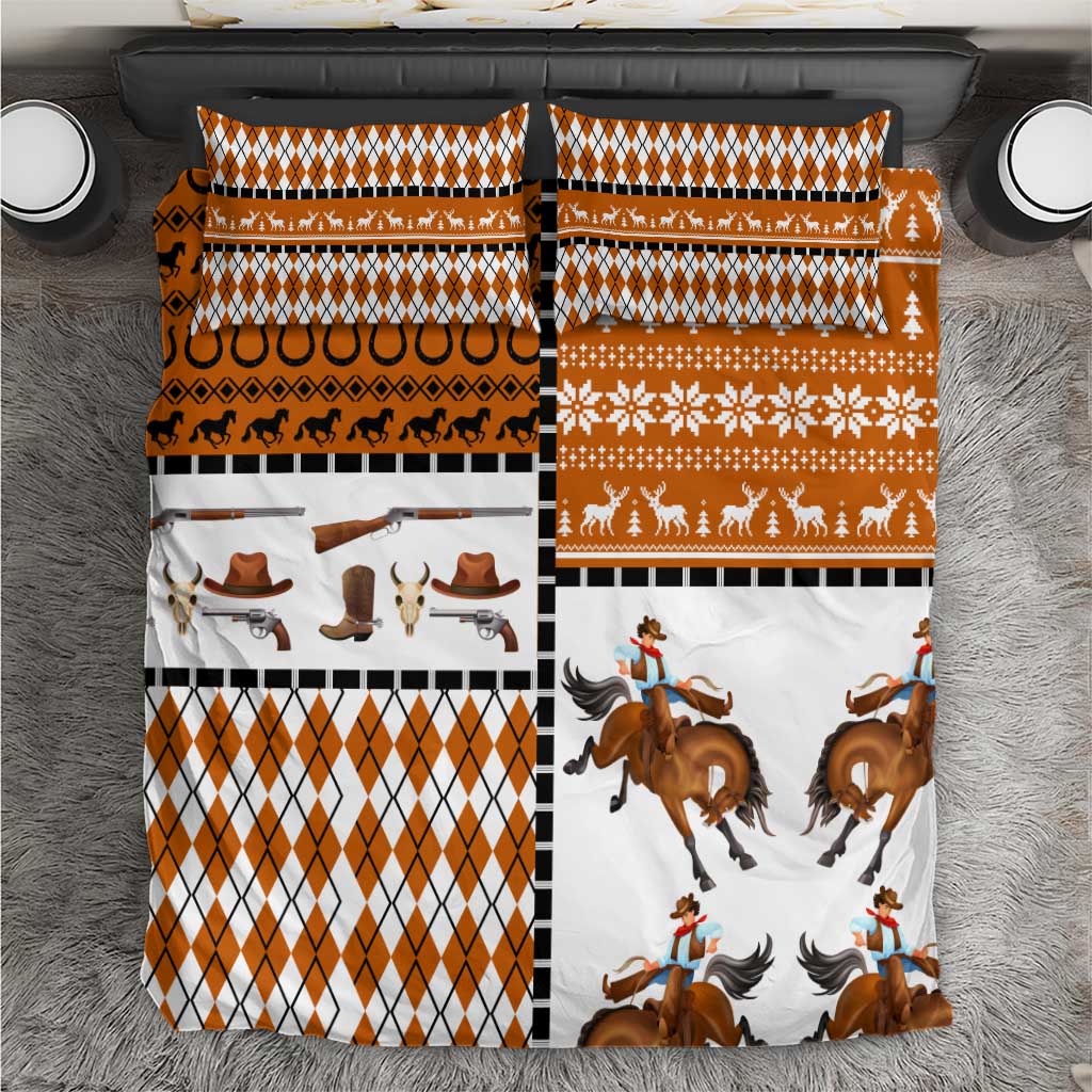 Horse Cowboy Merry Christmas Design Bedding Set Funny Xmas Holiday Patterns - Wonder Print Shop