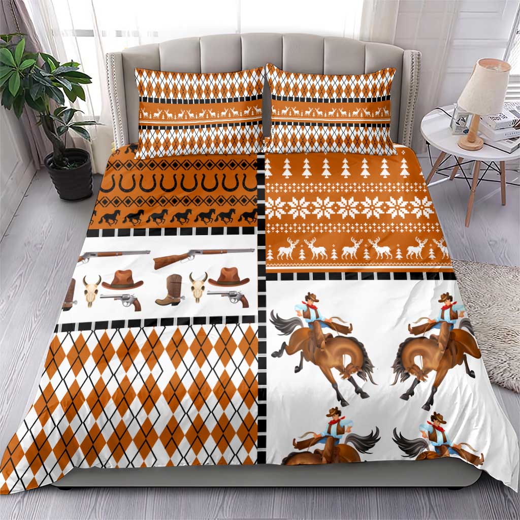 Horse Cowboy Merry Christmas Design Bedding Set Funny Xmas Holiday Patterns - Wonder Print Shop