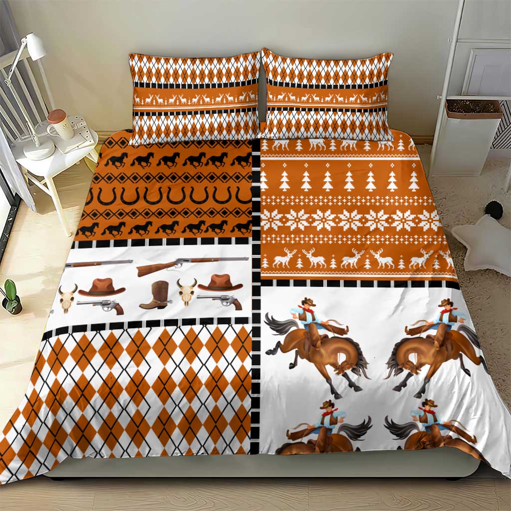 Horse Cowboy Merry Christmas Design Bedding Set Funny Xmas Holiday Patterns - Wonder Print Shop