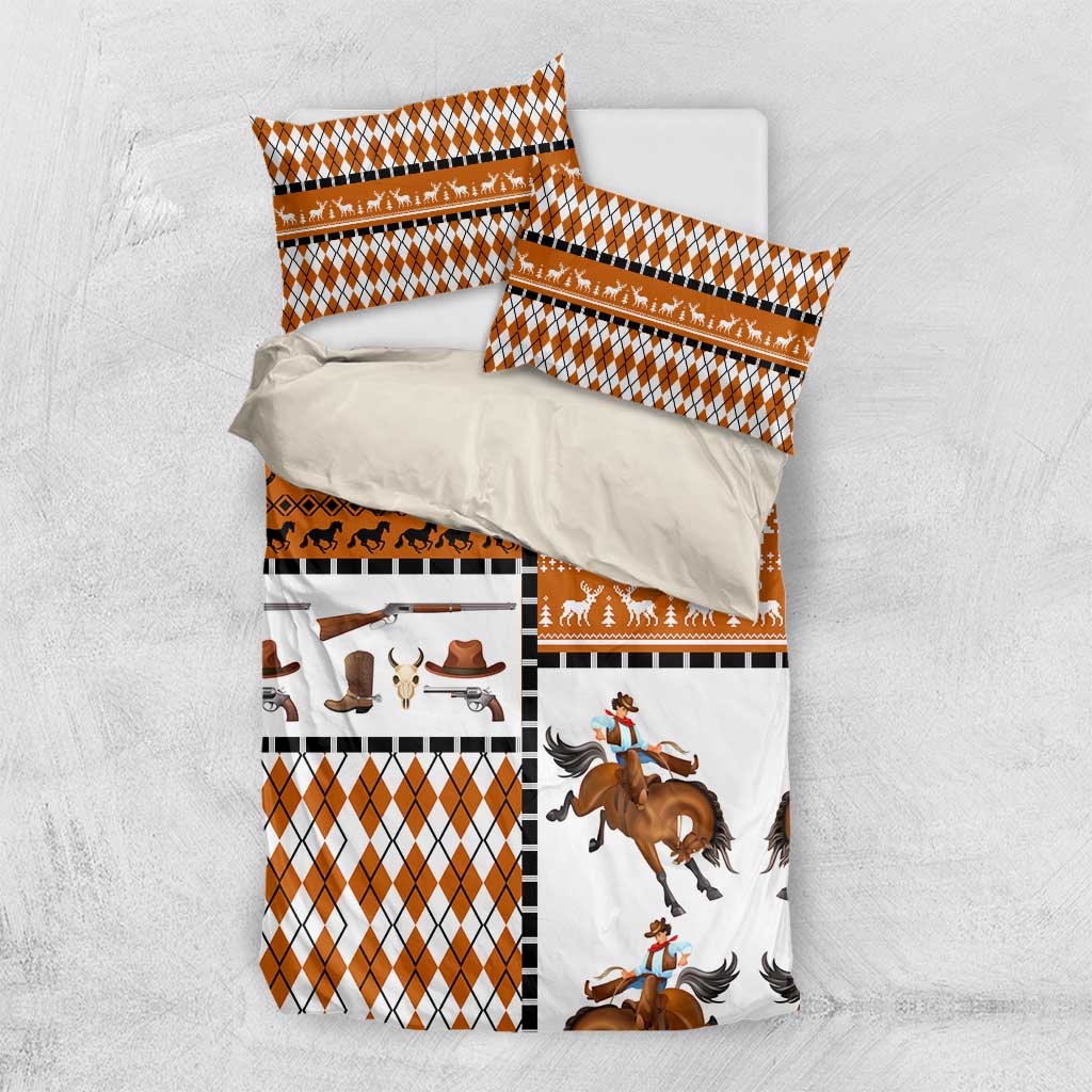 Horse Cowboy Merry Christmas Design Bedding Set Funny Xmas Holiday Patterns - Wonder Print Shop