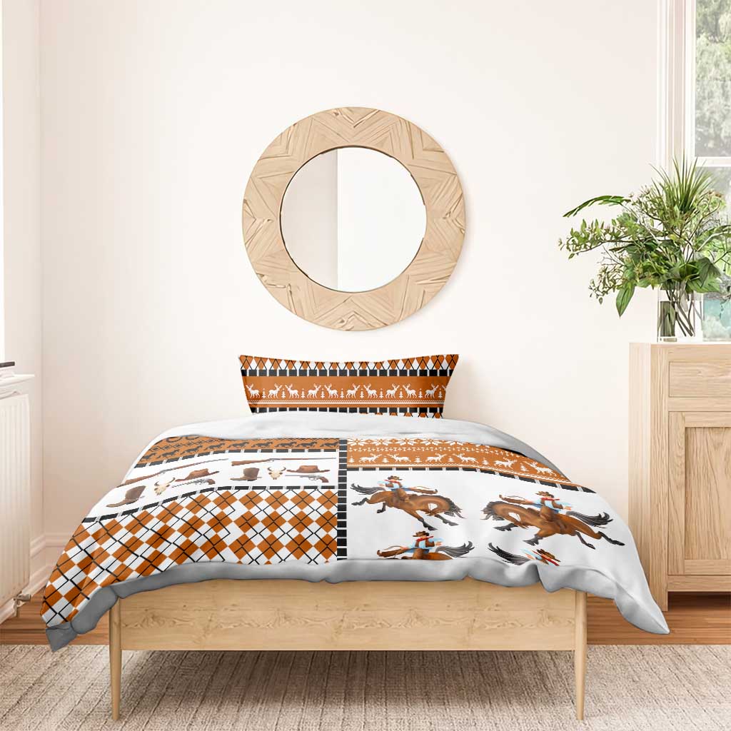 Horse Cowboy Merry Christmas Design Bedding Set Funny Xmas Holiday Patterns - Wonder Print Shop