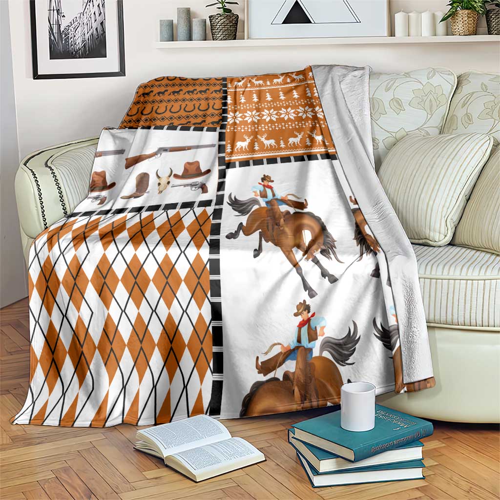Horse Cowboy Merry Christmas Design Blanket Funny Xmas Holiday Patterns - Wonder Print Shop