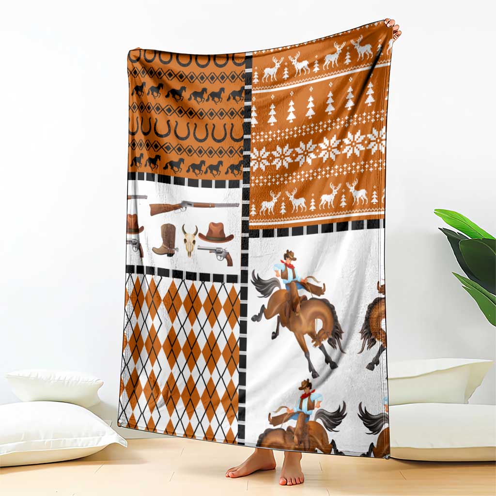 Horse Cowboy Merry Christmas Design Blanket Funny Xmas Holiday Patterns - Wonder Print Shop