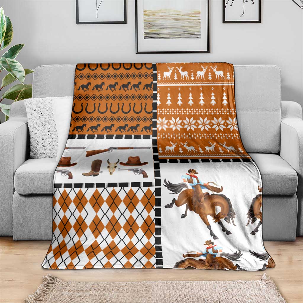 Horse Cowboy Merry Christmas Design Blanket Funny Xmas Holiday Patterns - Wonder Print Shop