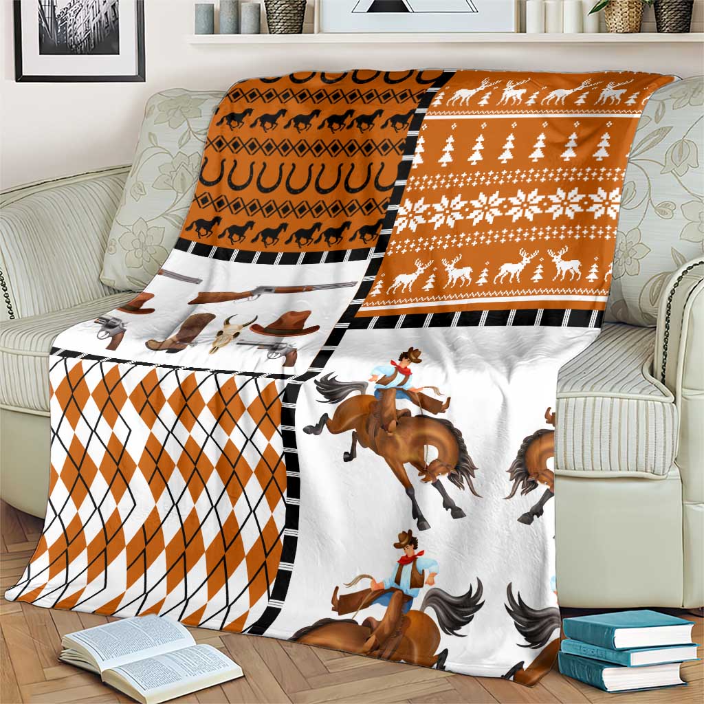 Horse Cowboy Merry Christmas Design Blanket Funny Xmas Holiday Patterns - Wonder Print Shop