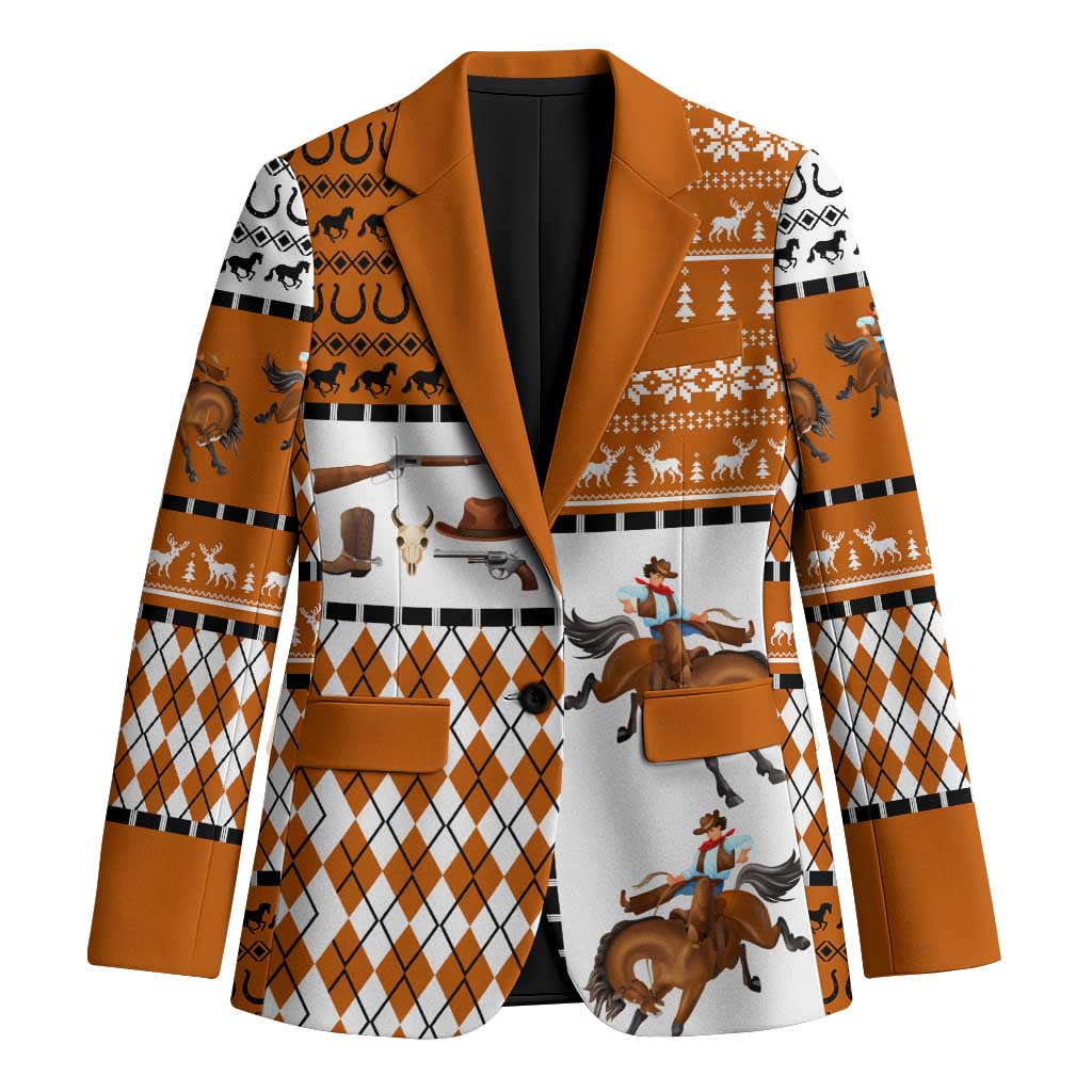 Horse Cowboy Merry Christmas Design Blazer Funny Xmas Holiday Patterns - Wonder Print Shop