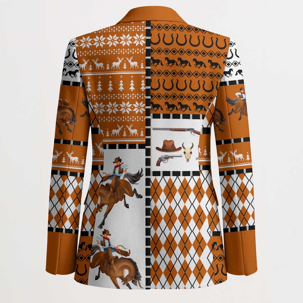 Horse Cowboy Merry Christmas Design Blazer Funny Xmas Holiday Patterns - Wonder Print Shop