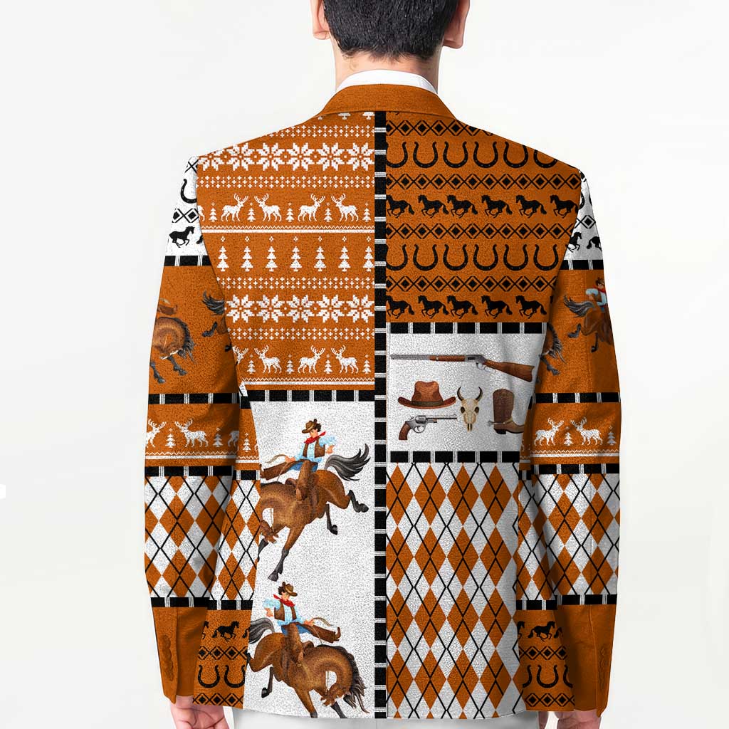 Horse Cowboy Merry Christmas Design Blazer Funny Xmas Holiday Patterns - Wonder Print Shop