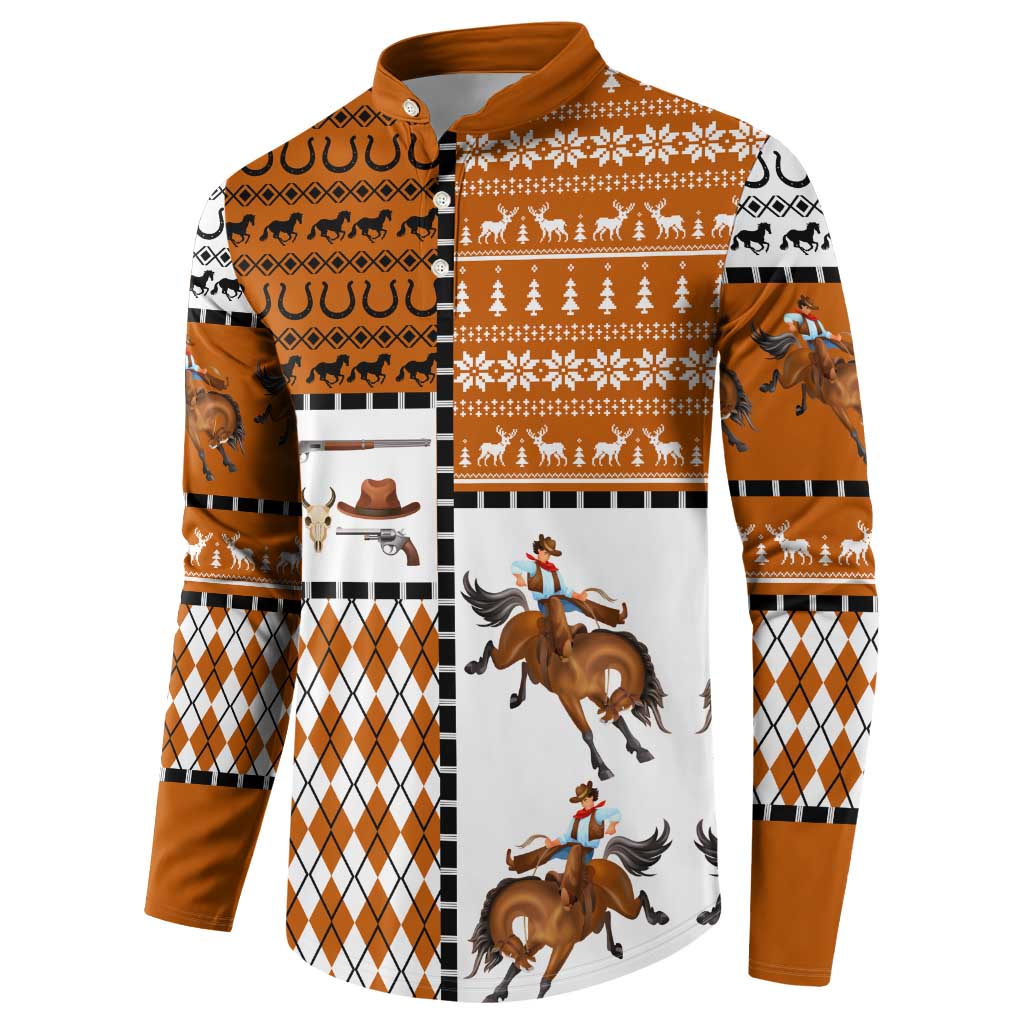 Horse Cowboy Merry Christmas Design Button Sweatshirt Funny Xmas Holiday Patterns - Wonder Print Shop
