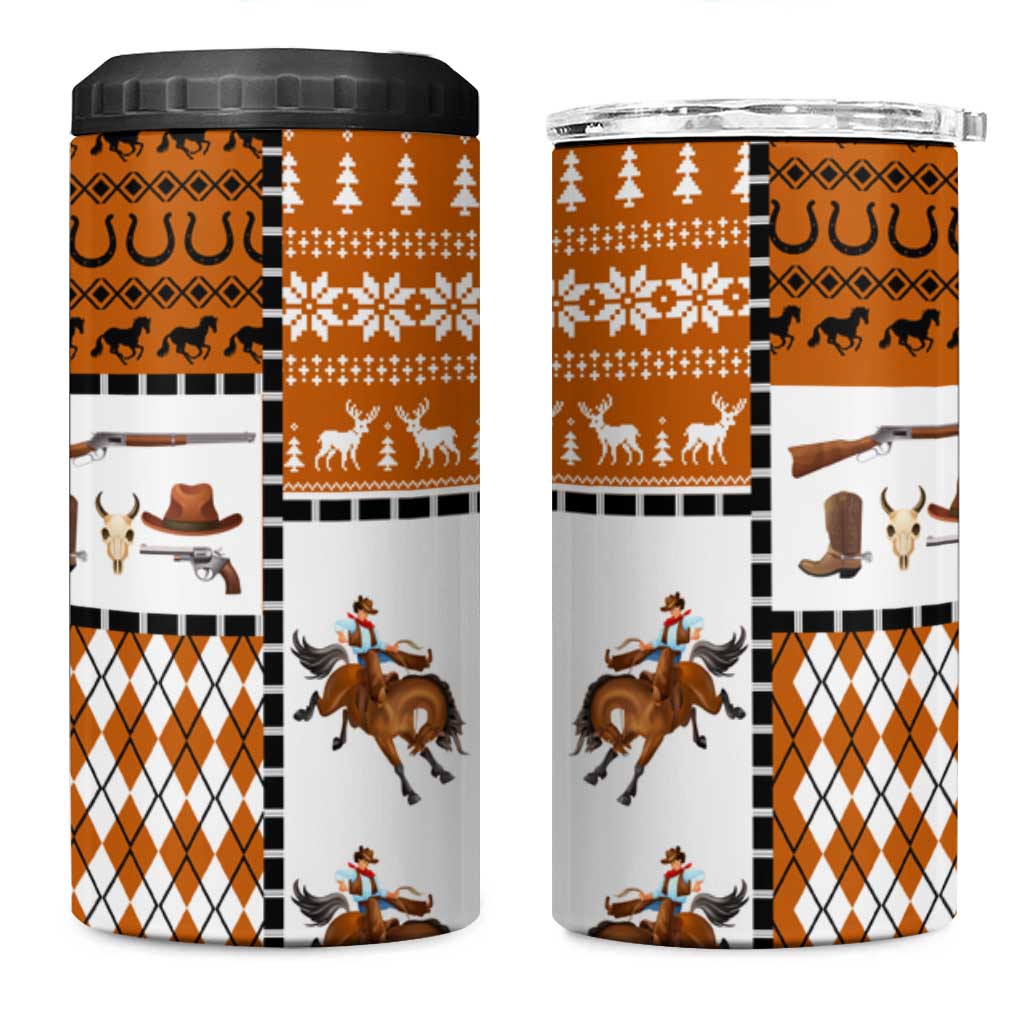 Horse Cowboy Merry Christmas Design 4 in 1 Can Cooler Tumbler Funny Xmas Holiday Patterns - Wonder Print Shop