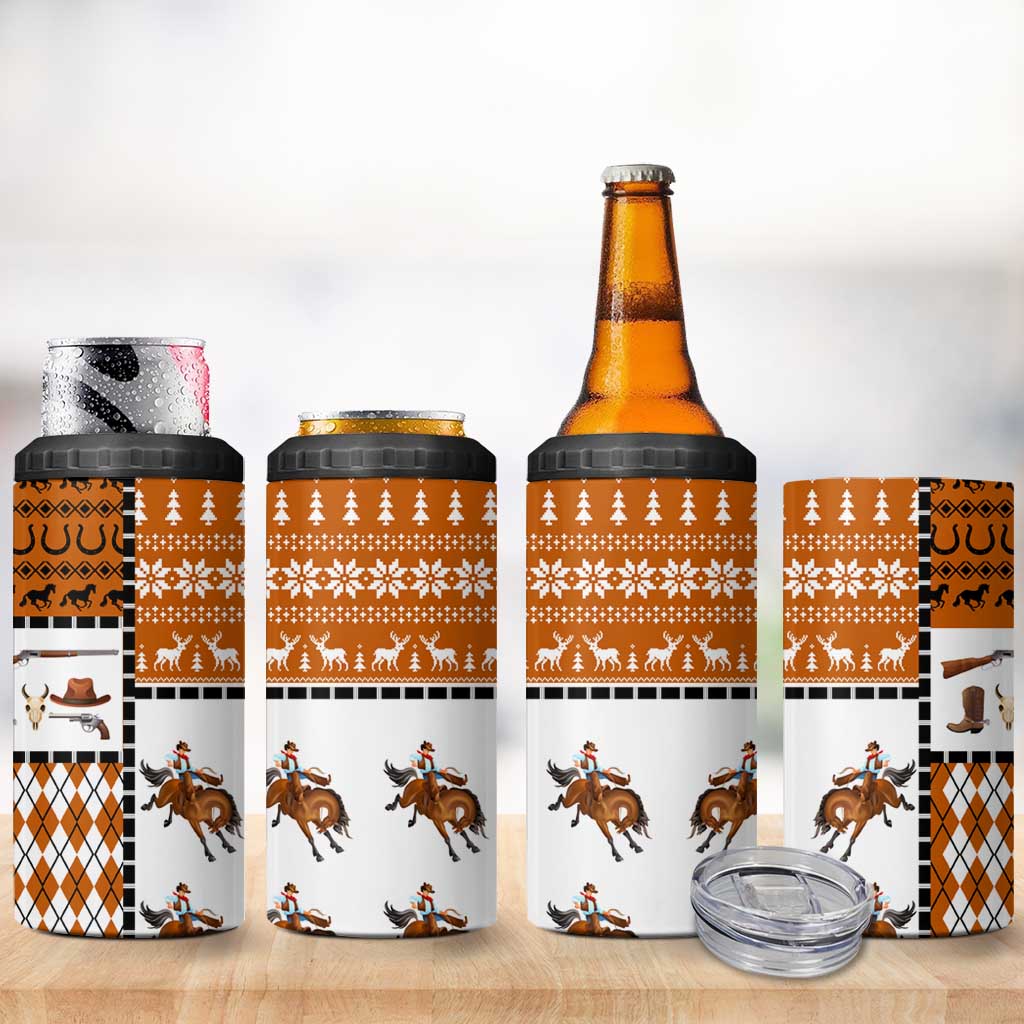 Horse Cowboy Merry Christmas Design 4 in 1 Can Cooler Tumbler Funny Xmas Holiday Patterns - Wonder Print Shop
