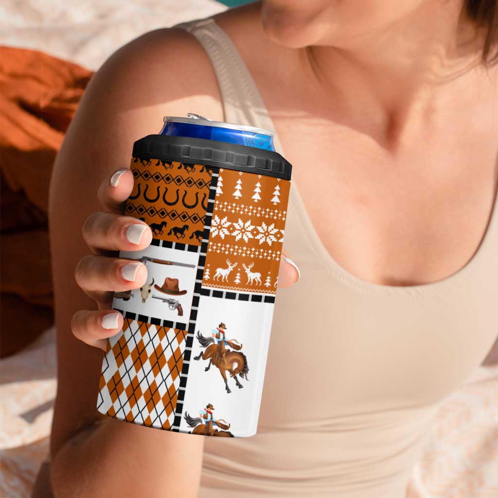 Horse Cowboy Merry Christmas Design 4 in 1 Can Cooler Tumbler Funny Xmas Holiday Patterns - Wonder Print Shop