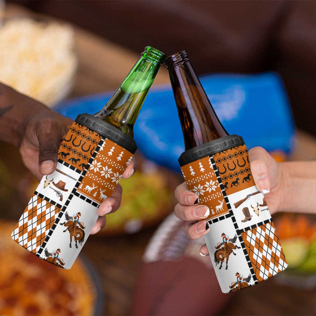 Horse Cowboy Merry Christmas Design 4 in 1 Can Cooler Tumbler Funny Xmas Holiday Patterns - Wonder Print Shop