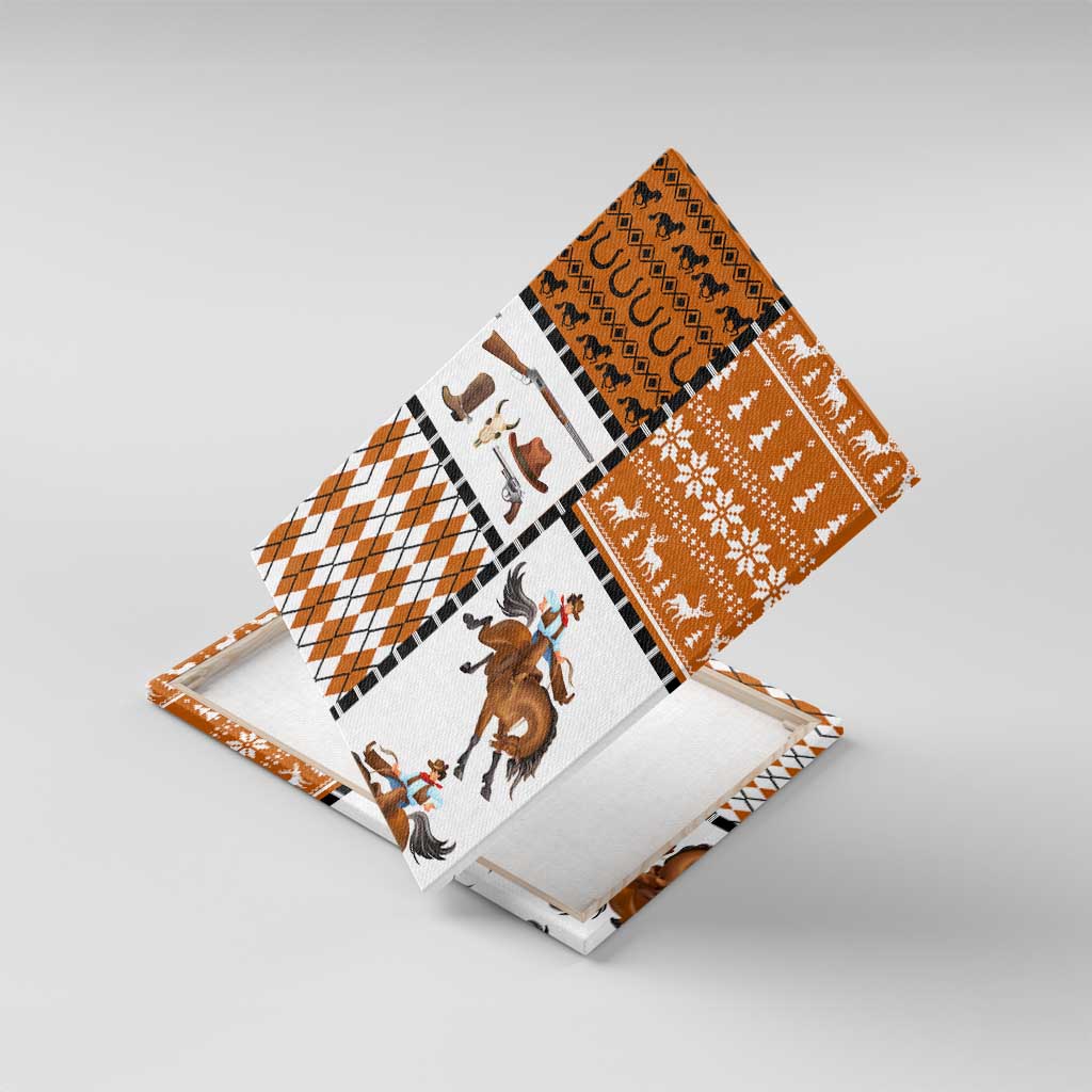 Horse Cowboy Merry Christmas Design Canvas Wall Art Funny Xmas Holiday Patterns - Wonder Print Shop