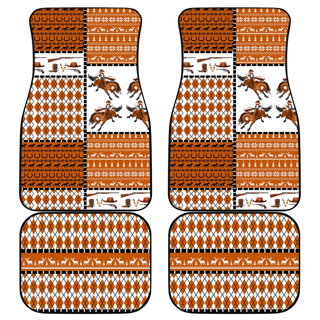 Horse Cowboy Merry Christmas Design Car Mats Funny Xmas Holiday Patterns - Wonder Print Shop
