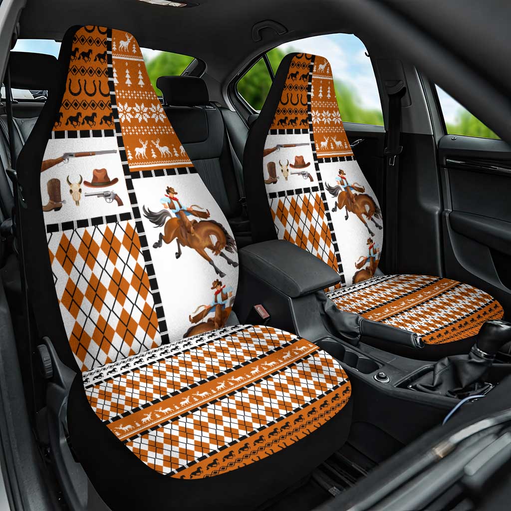 Horse Cowboy Merry Christmas Design Car Seat Cover Funny Xmas Holiday Patterns - Wonder Print Shop