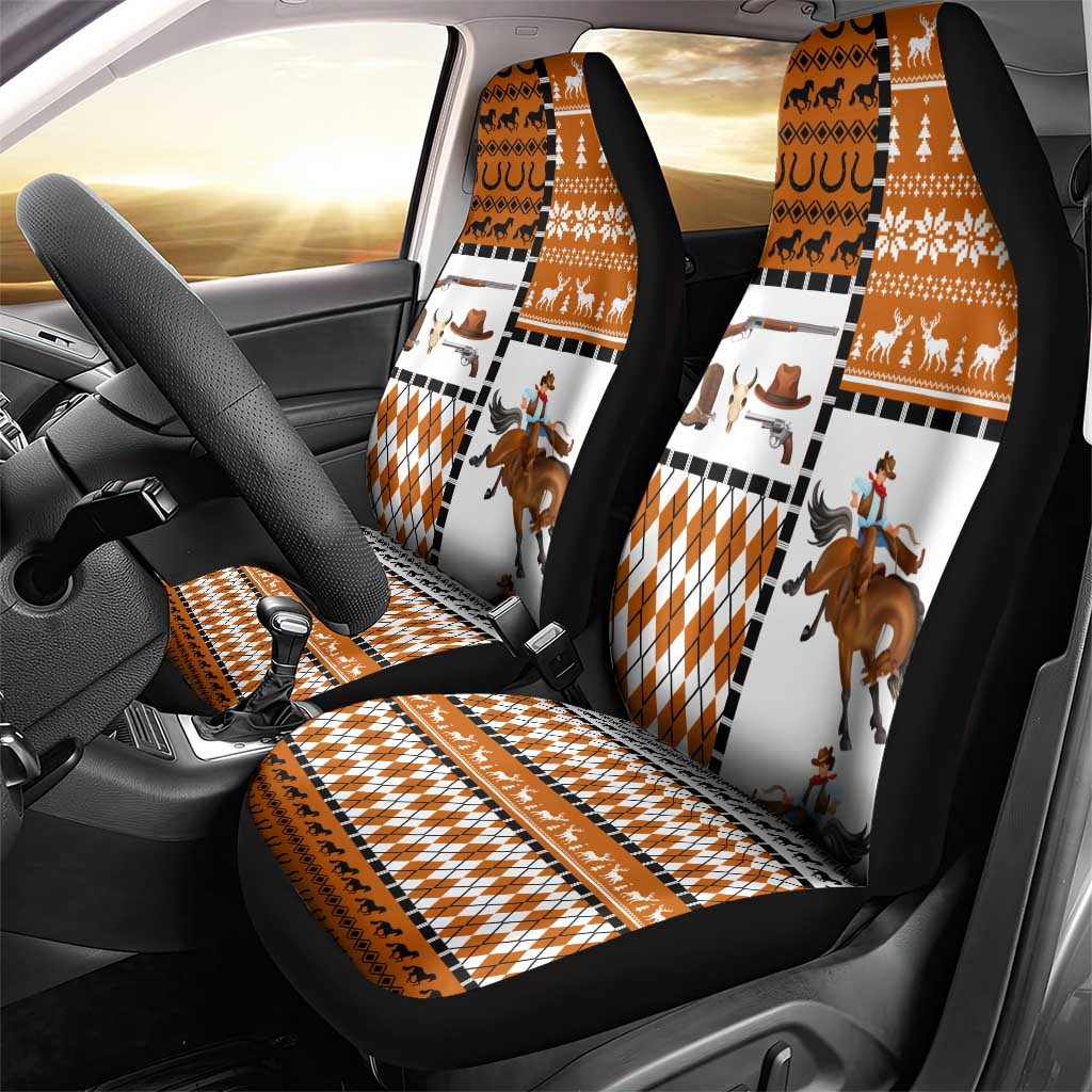Horse Cowboy Merry Christmas Design Car Seat Cover Funny Xmas Holiday Patterns - Wonder Print Shop